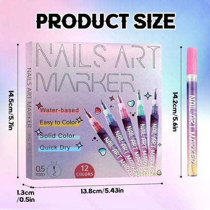 Nail art marker pen| Set of 12 pens