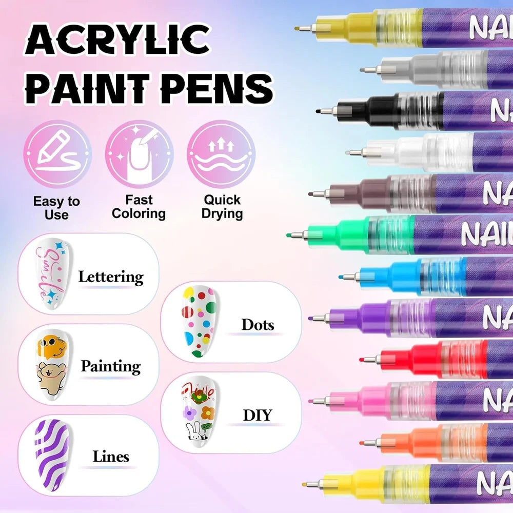Nail art marker pen| Set of 12 pens