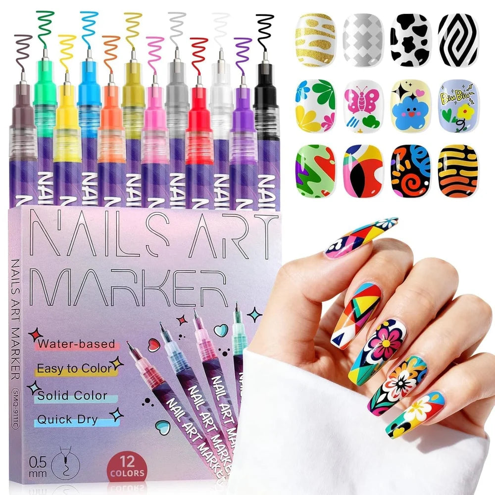Nail art marker pen| Set of 12 pens