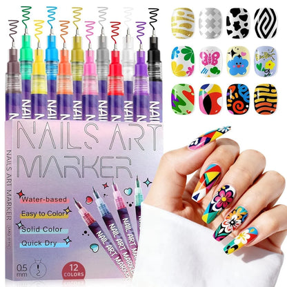Nail art marker pen| Set of 12 pens