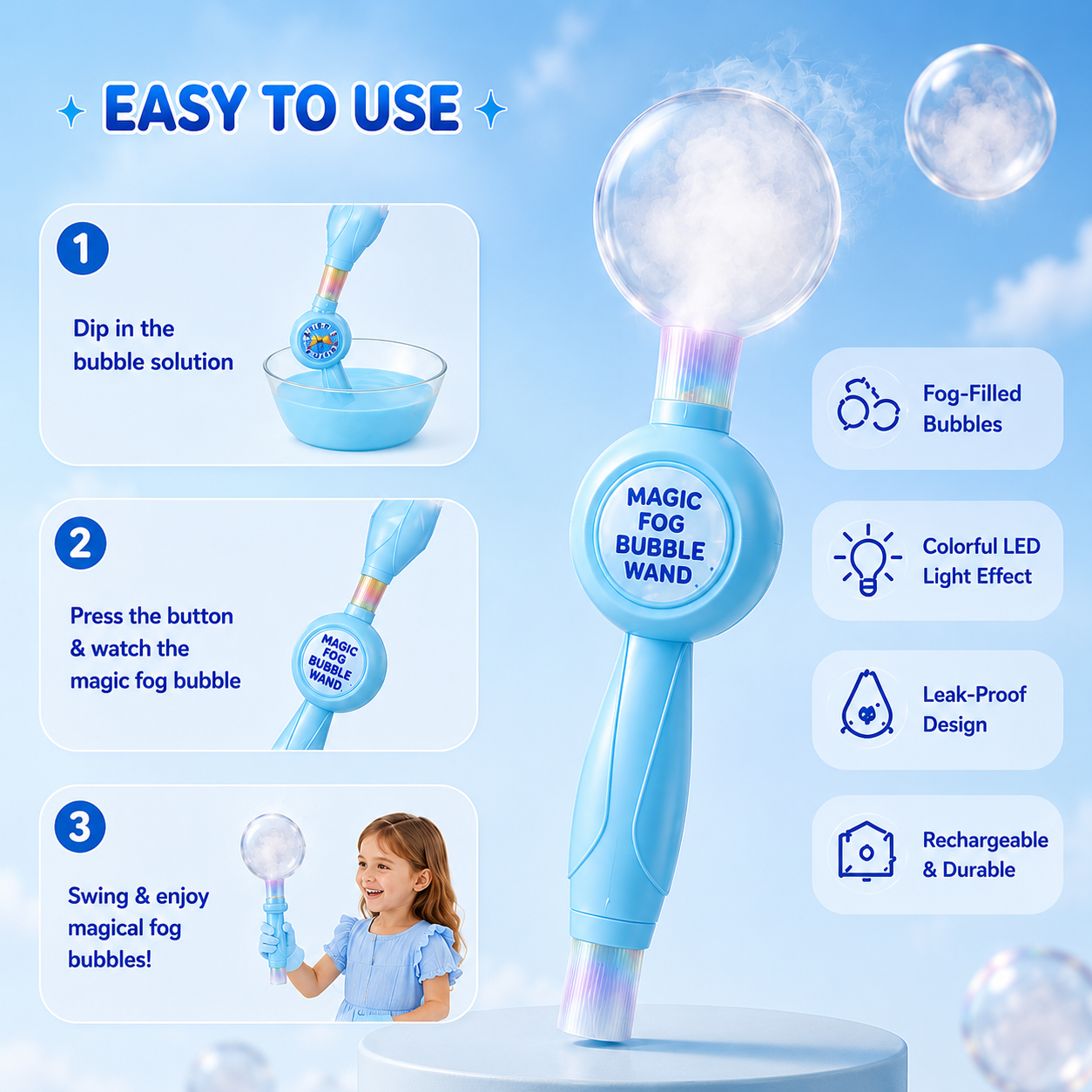 Magic bubble smoke wand
